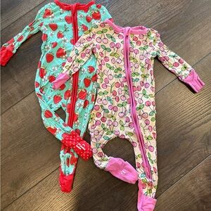 Posh Peanut 6-9 Month Sleeper Combo Cherries & Strawberry Prints
